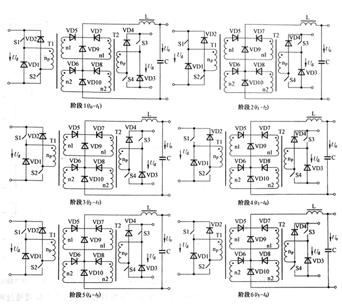 稳定工作状态时共有6个工作阶段